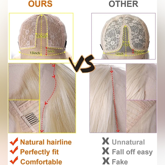 30 Inches Blond Wig Natural Hairline 4.5" Deep Part Transparent Lace - Picture 4 of 7